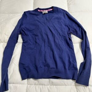Lilly Pulitzer Blue V-Neck Sweater Classic Knit